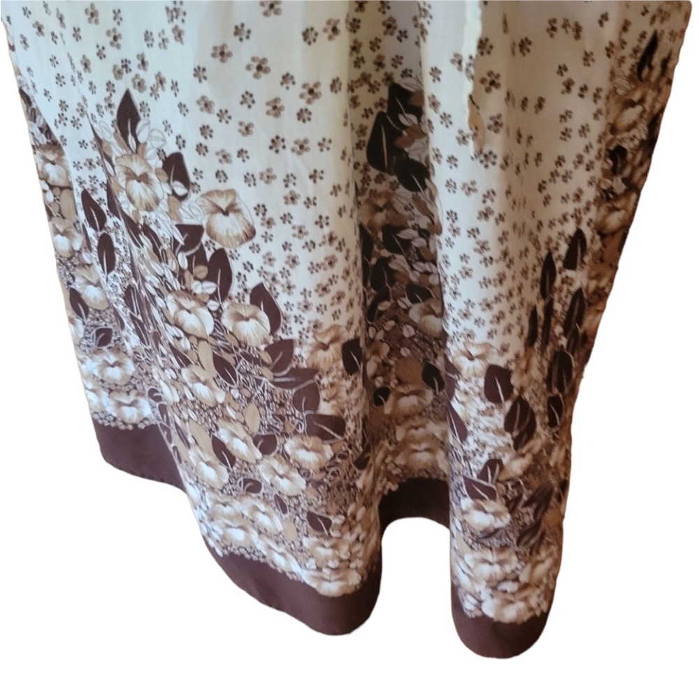 Vintage‎ Lathy? Off White & Brown Floral Dress - Picture 4 of 8